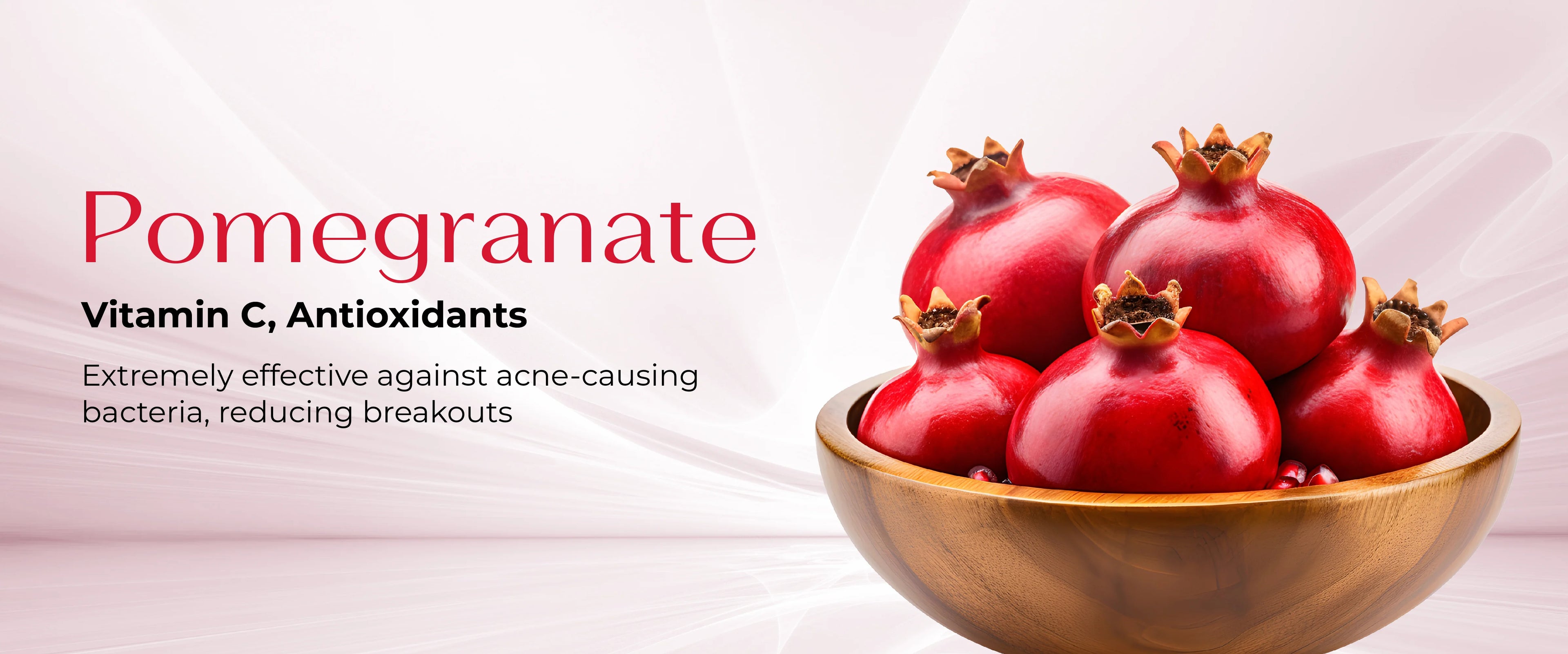 Pomegranate in a bowl with its benefits for the skin