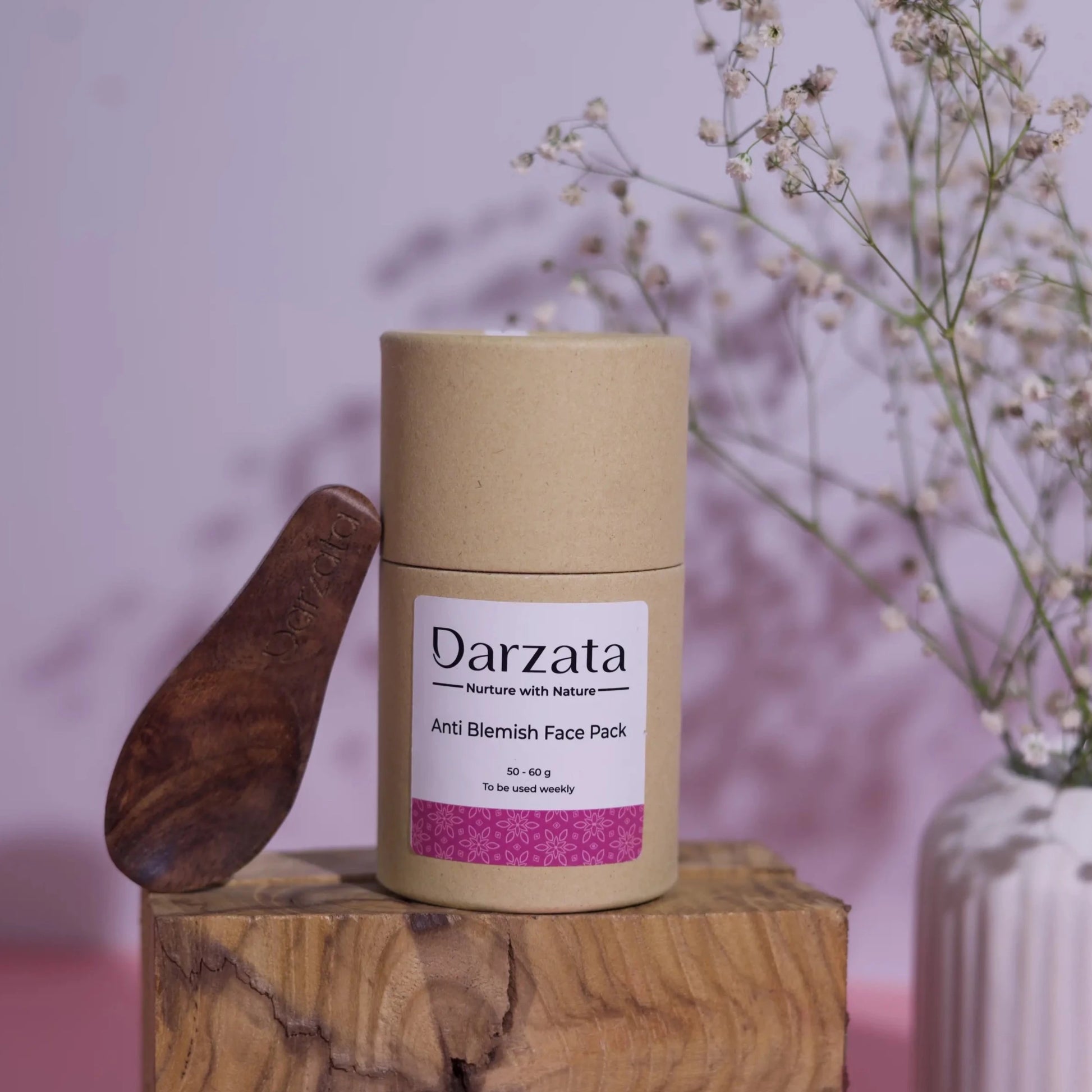 Darzata natural Anti blemish mask tube packaging with wooden spoon