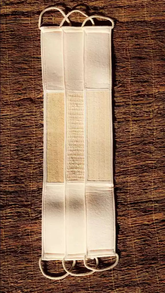 Three back scrubber bath belt made of different natural fiber