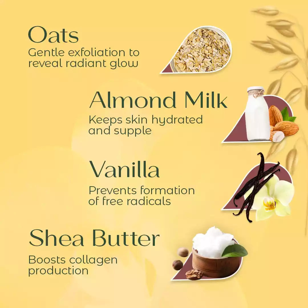 Ingredients of vanilla almond oats soap with their benefits
