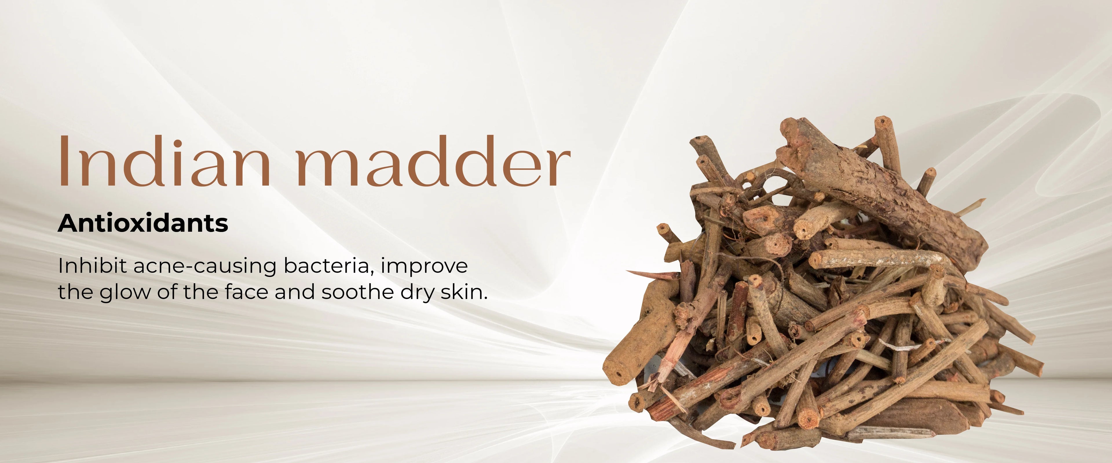 Dry Indian madder stems with its benefits for the skin